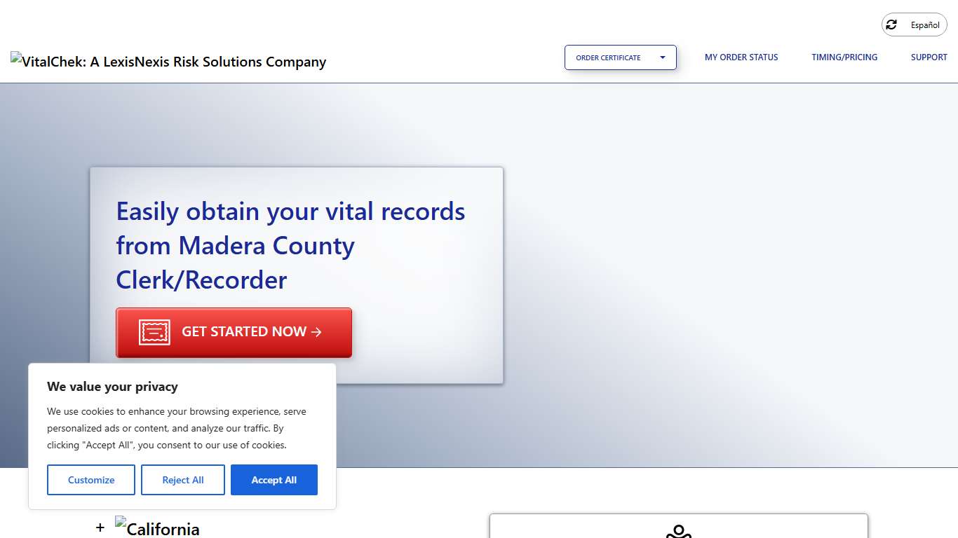 Madera County Clerk/Recorder (CA) Order Certificates - VitalChek